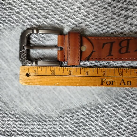 Leather Belt Brown Mens Western Cowboy DKBL Buckle - Picture 2 of 11